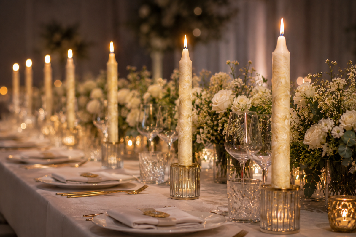 Wedding Decoration with Taper Candles Ideas